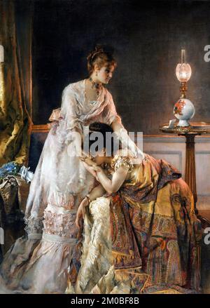 Dopo il ballo dell'artista belga, Alfred Stevens (1823-1906), olio su tela 1874 Foto Stock