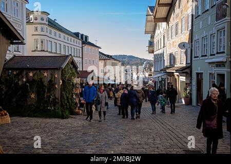 Mercatino di Natale a Bad Tölz, Germania Foto Stock