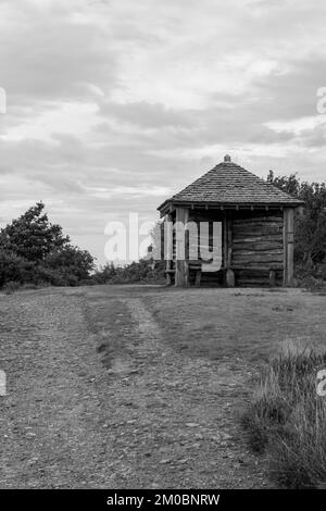 La capanna Jubilee si affaccia su Horner Woods nel Parco Nazionale di Exmoor Foto Stock