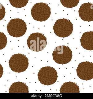 Dolce al cioccolato senza cuciture. Brigadeiro. Sfondo per decorazione del prodotto, carta da imballaggio, imballaggio. Illustrazione del vettore alimentare brasiliano Illustrazione Vettoriale
