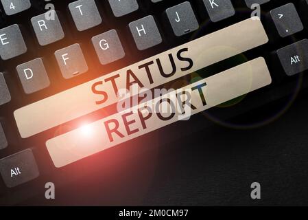 Rapporto sullo stato delle didascalie concettuali. Panoramica aziendale Aggiorna il riepilogo delle situazioni a partire da un determinato periodo di tempo Foto Stock