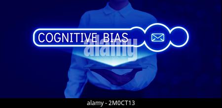 Scrittura che mostra il bias cognitivo del testo. Concetto di business trattamento psicologico per i disturbi mentali Foto Stock