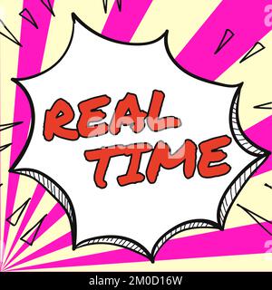 Scrittura visualizzazione testo in tempo reale. Approccio aziendale il tempo effettivo durante il quale si verifica un processo o un evento Foto Stock