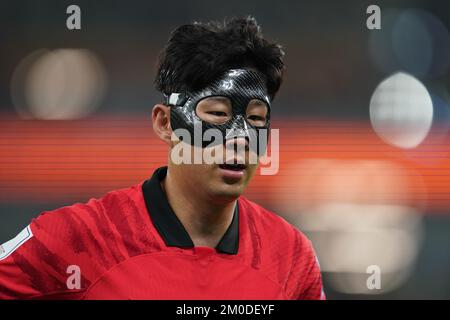 DOHA, QATAR - 5 DICEMBRE: Giocatore della Corea del Sud Son Heung-min durante la Coppa del mondo FIFA Qatar 2022 turno di 16 partita tra Brasile e Corea del Sud allo Stadio 974 il 5 dicembre 2022 a Doha, Qatar. (Foto di Florencia Tan Jun/PxImages) Foto Stock