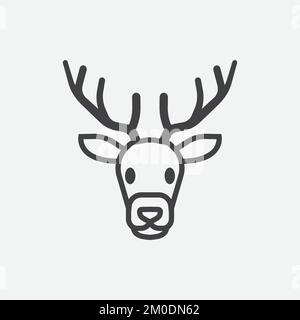 Icona della linea di testa delle renne natalizie. Simbolo di Natale. Illustrazione vettoriale. Illustrazione vettoriale Illustrazione Vettoriale