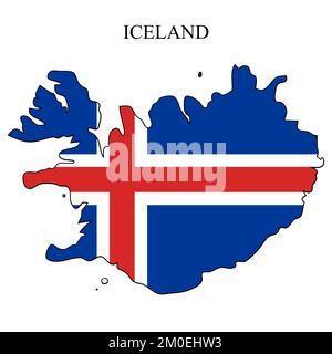 Illustrazione del vettore della mappa islandese. Economia globale. Paese famoso. Nord Europa. Europa. Regione scandinava. Illustrazione Vettoriale