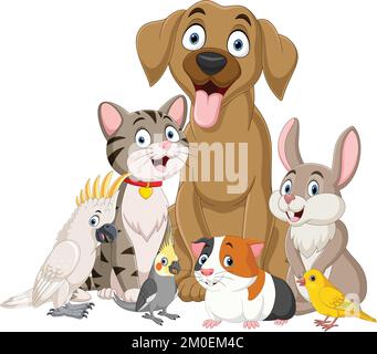 Carino cartone animato collezione di animali Illustrazione Vettoriale