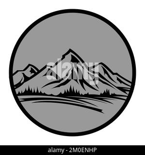 Modello del logo del vettore montano. Il simbolo principale del logo è due montagne.EPS 10 Illustrazione Vettoriale