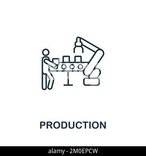 Icona produzione. Icona struttura aziendale semplice monocromatica per modelli, web design e infografiche Illustrazione Vettoriale