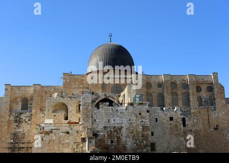 Moschea al-Aqsa nella città vecchia di Gerusalemme. Foto Stock