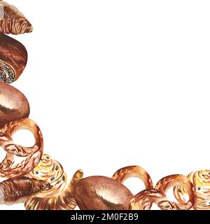 Prodotti da forno acquerelli. Realizzato a mano su sfondo bianco. Raster Foto Stock