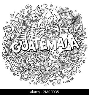 Guatemala cartoon doodle illustrazione. Design divertente Illustrazione Vettoriale