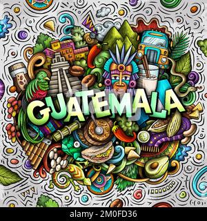 Guatemala cartoon doodle illustrazione. Design divertente Illustrazione Vettoriale