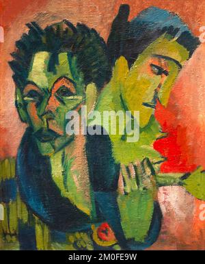 Autoritratto con una ragazza, Ernst Ludwig Kirchner, 1914-1915, Berlin Neue Nationalgalerie, Berlino, Germania, Europa Foto Stock