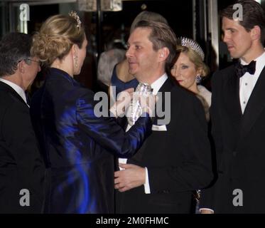 La famiglia reale danese partecipa a un concerto di gala sabato 14th gennaio, tenutosi presso la Sala Concerti della DR, in onore dell’adesione della Regina Margrethe II al trono. Principessa Alexandra e conte Jefferson. (Anthon Unger/POLFOTO) Foto Stock