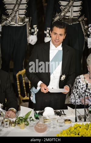 Banchetto di Stato al Palazzo di Fredensborg con la partecipazione del Presidente del Messico Enrique pena Nieto Foto Stock