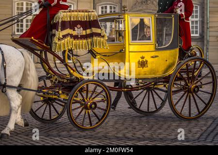 La Regina Margrethe II di Danimarca partecipa a un ricevimento di Capodanno per il corpo diplomatico al Palazzo Christiansborg. Foto Stock