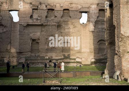 Il 6th 2018 novembre TRH la coppia del principe ereditario visitò Roma come parte di una delegazione d'affari dalla Danimarca. La visita dura dal 6th al 8th novembre. Dopo un pranzo ufficiale con il principe ereditario Frederik e la principessa ereditaria Maria visitarono le Terme di Caracalla. Foto Stock