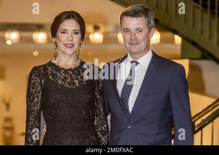 Il 7th 2018 novembre il TRH Crown Prince Frederik e la Crown Princess Mary hanno partecipato ad una grande cena al Waldorf Astoria di Roma. La coppia del principe ereditario fa parte di un tour di una delegazione d'affari che dura dal 6th al 8th novembre. Foto Stock