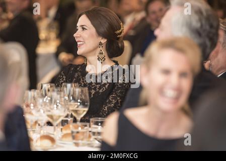 Il 7th 2018 novembre il TRH Crown Prince Frederik e la Crown Princess Mary hanno partecipato ad una grande cena al Waldorf Astoria di Roma. La coppia del principe ereditario fa parte di un tour di una delegazione d'affari che dura dal 6th al 8th novembre. Foto Stock