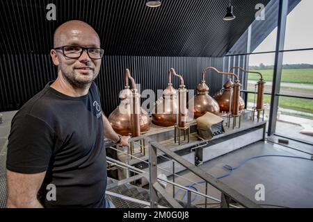 La nuova distilleria di Stauning Whiskey. Lasse Vesterby pronto a dare il benvenuto nella nuova distilleria danese di whisky e il sabato al festival del whisky. Foto Jørgen Kirk Stauning Whiskey sta costruendo un nuovo stabilimento di produzione a Stauningvej vicino a Skjern. Foto Stock