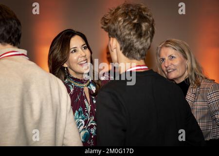 Crown Princess Mary partecipa alla selezione dei vincitori del Concorso Media al Politikens Hus di Copenaghen, mercoledì 29 gennaio 2020. Nell'ambito del tema "la morte è qualcosa di cui stiamo parlando”, l'obiettivo è stato quello di fornire agli studenti delle scuole medie conoscenze sull'industria dei media e su come pubblicare giornali e siti di notizie per informazioni sulla morte e le malattie gravi. (Foto: IDA Guldbæk Arentsen / Ritzau Scanpix) Foto Stock