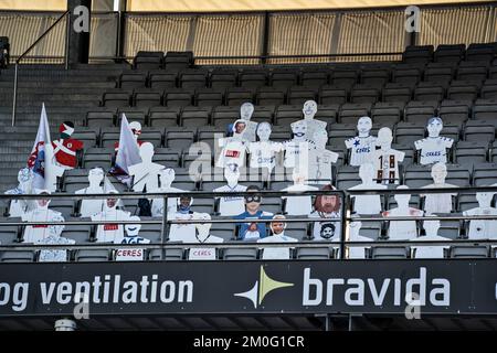 Schermo nella partita Super League 3F tra AGF e Randers FC al Ceres Park di Aarhus, giovedì 28 maggio 2020. La partita è la prima dopo lo spegnimento durante la crisi corona e si gioca senza spettatori e con restrizioni .. (Foto: Henning Bagger / Ritzau Scanpix) Foto Stock