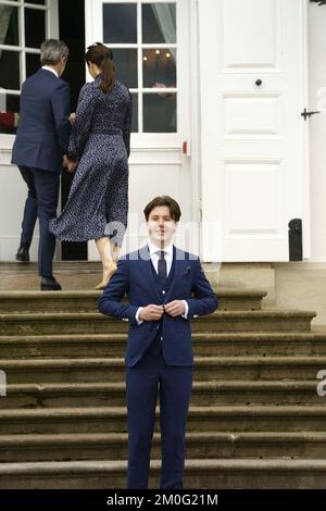 Il Principe Cristiano dopo la sua conferma nella Chiesa del Palazzo di Fredensborg a Fredensborg, sabato 15 maggio 2021. (Foto: Keld Navntoft/Ritzau Scanpix) Foto Stock