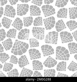 Illustrazione del pattern vettoriale senza giunture con simboli grafici a conchiglie. Illustrazione Vettoriale