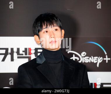 Jung Hae-in, 5 dicembre 2022 : l'attore sudcoreano Jung Hae-in partecipa a una conferenza stampa per il dramma Disney K 'Connect' a Seoul, Corea del Sud. Credit: Lee Jae-won/AFLO/Alamy Live News Foto Stock