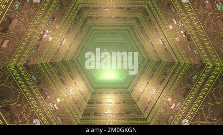 Corridoio esagonale in stile sci-fi Foto Stock