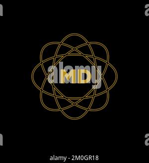 MD nome azienda lettere iniziali monogramma. Icona MD. Illustrazione Vettoriale