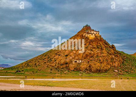 Il monastero di Chiu sul lago Manasarovar, Tibet occidentale, Asia Foto Stock