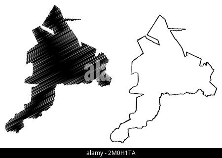 Città di Santa Clara (Estado Libre y Soberano de Durango, Messico, Stati Uniti del Messico) illustrazione vettoriale, schizza mappa di Santa Clara Illustrazione Vettoriale