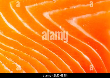Consistenza di salmone come sfondo. Primo piano di salmone. Foto macro. Foto Stock