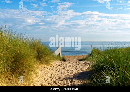 Francia, Calvados, Cote de Nacre (perla costa), Courseulles sur Mer, la spiaggia Foto Stock