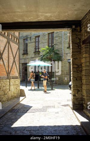 Francia, Manica, Cotentin, Cherbourg Octeville, Cour Marie, Les Parapluies de Cherbourg luogo di ripresa del film Foto Stock