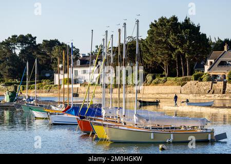 Francia, Morbihan, Sarzeau, la punta e il porto di Logeo Foto Stock