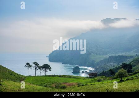 Spagna, provincia di Cantabria, Liendo, Monte candela sul Camino del Norte, itinerario di pellegrinaggio spagnolo a Santiago de Compostela Foto Stock