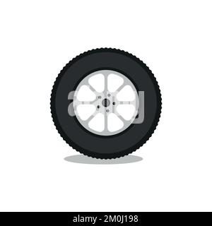 Ruota in alluminio stile pneumatico auto racing su sfondo bianco vettore illustrazione. EPS 10 Illustrazione Vettoriale