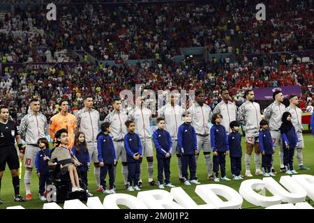 AL DAAYEN - Breel Embolo della Svizzera, Manuel Akanji della Svizzera, Fabian Schar della Svizzera, Granit Xhaka della Svizzera, portiere della Svizzera Yann Sommer, Edimilson Fernandes della Svizzera, Remo Freuler della Svizzera, scrofa di Djibril della Svizzera, Ricardo Rodriguez della Svizzera, Ruben Vargas della Svizzera, Sheridan Shaqiri della Svizzera durante la Coppa del mondo FIFA Qatar 2022 turno di 16 partita tra Portogallo e Svizzera al Lusail Stadium il 6 dicembre 2022 ad al Daayen, Qatar. AP | Olandese altezza | MAURICE DI PIETRA Foto Stock