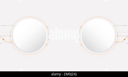 bianco grigio cerchio tecnologia sfondo astratto. tecnologia con linea digitale colore grigio, arancione, punto, hi-tech, vettoriale. cerchio tecnologico per il web Illustrazione Vettoriale