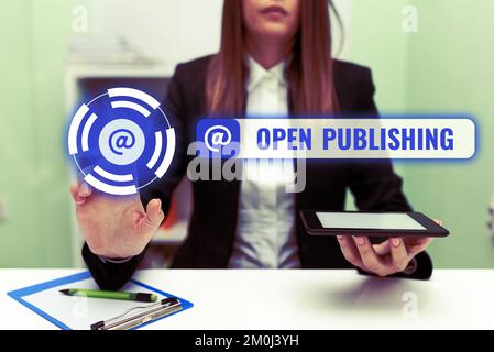 Visualizzazione concettuale Pubblicazione aperta. Approccio aziendale accesso online a molti libri di pubblico dominio e fuori stampa Foto Stock