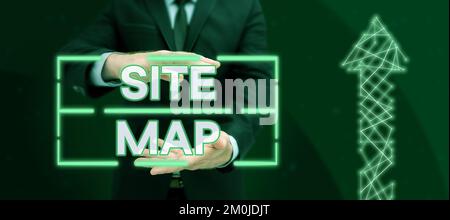 Mostra la mappa del sito. Word per progettato per aiutare sia gli utenti che i motori di ricerca a navigare il sito Foto Stock