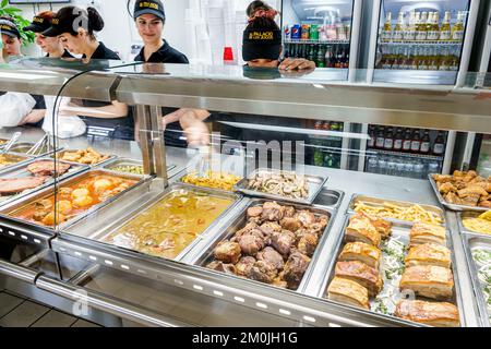 Miami Florida, El Palacios de los Jugos Cuban interno, ristorante ristoranti cena mangiare fuori informale caffè caffè, bistro cibo bistro, caffè Foto Stock