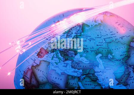 Globo con fibre ottiche Foto Stock