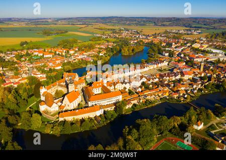 Veduta aerea di Telc, Repubblica Ceca Foto Stock