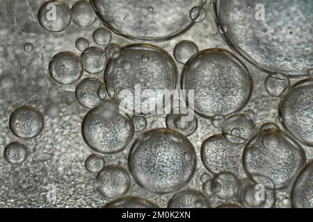 Bolle d'olio che assomiglia alle cellule nel corpo Foto Stock