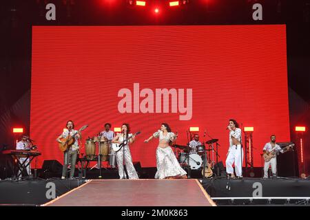 Rio de Janeiro, Brasile, 10 settembre 2022. Banda Bala Desejo, durante un concerto a Rock a Rio, nella città di Rio de Janeiro. Foto Stock