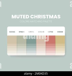 Tavolozza di colori nelle collezioni a tema di colore natalizio. Schema colori o modello grafico colori. Set di combinazioni di colori di codici RGB, HSL e HEX. Int. Colore Illustrazione Vettoriale